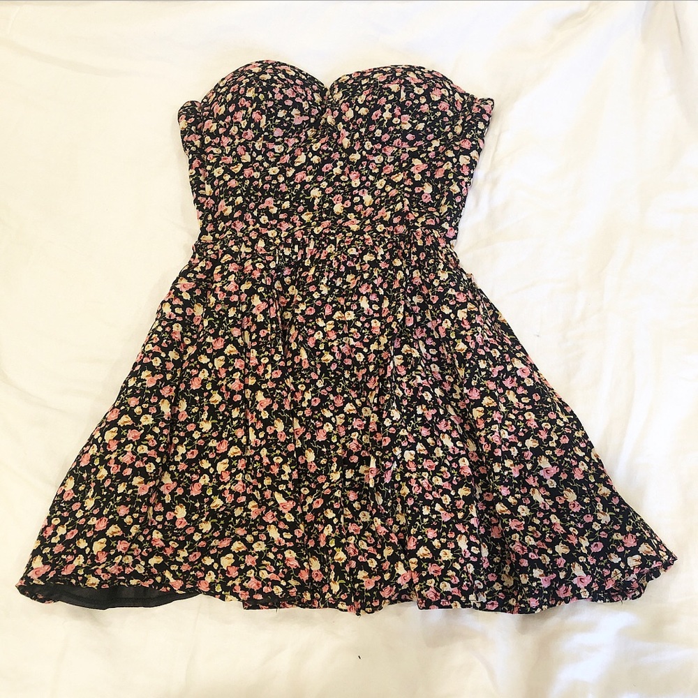 Strapless Floral Mini Dress